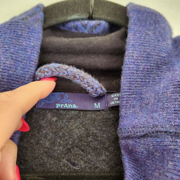 Prana Lucia Wool Blend Purple Mockneck Sweater Hiking Camping Fleece Lined M - Picture 7 of 9